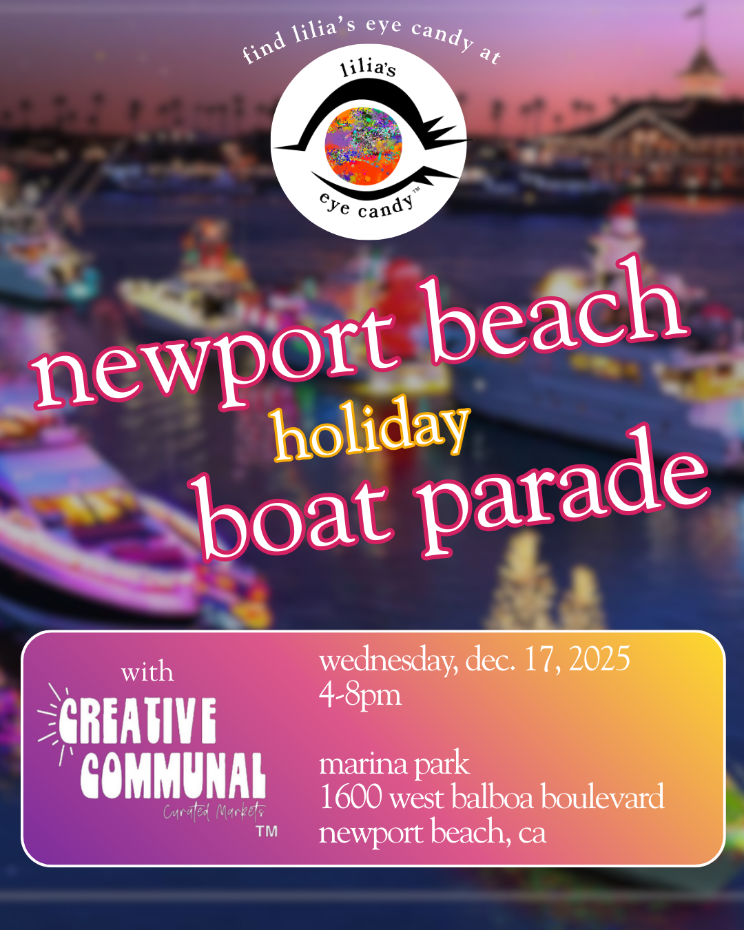 Pop Up at the Newport Beach Holiday Boat Parade with Creative Communal