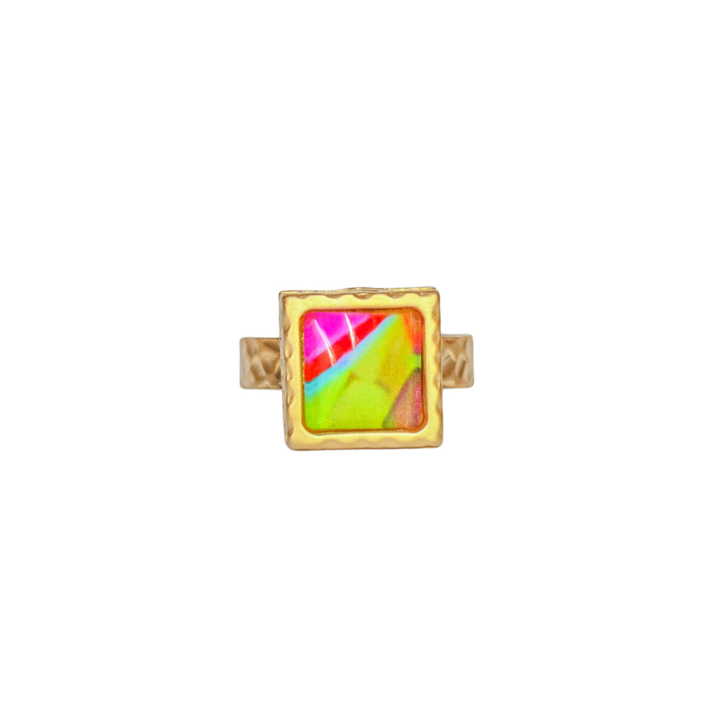 Gold Square Statement Ring
