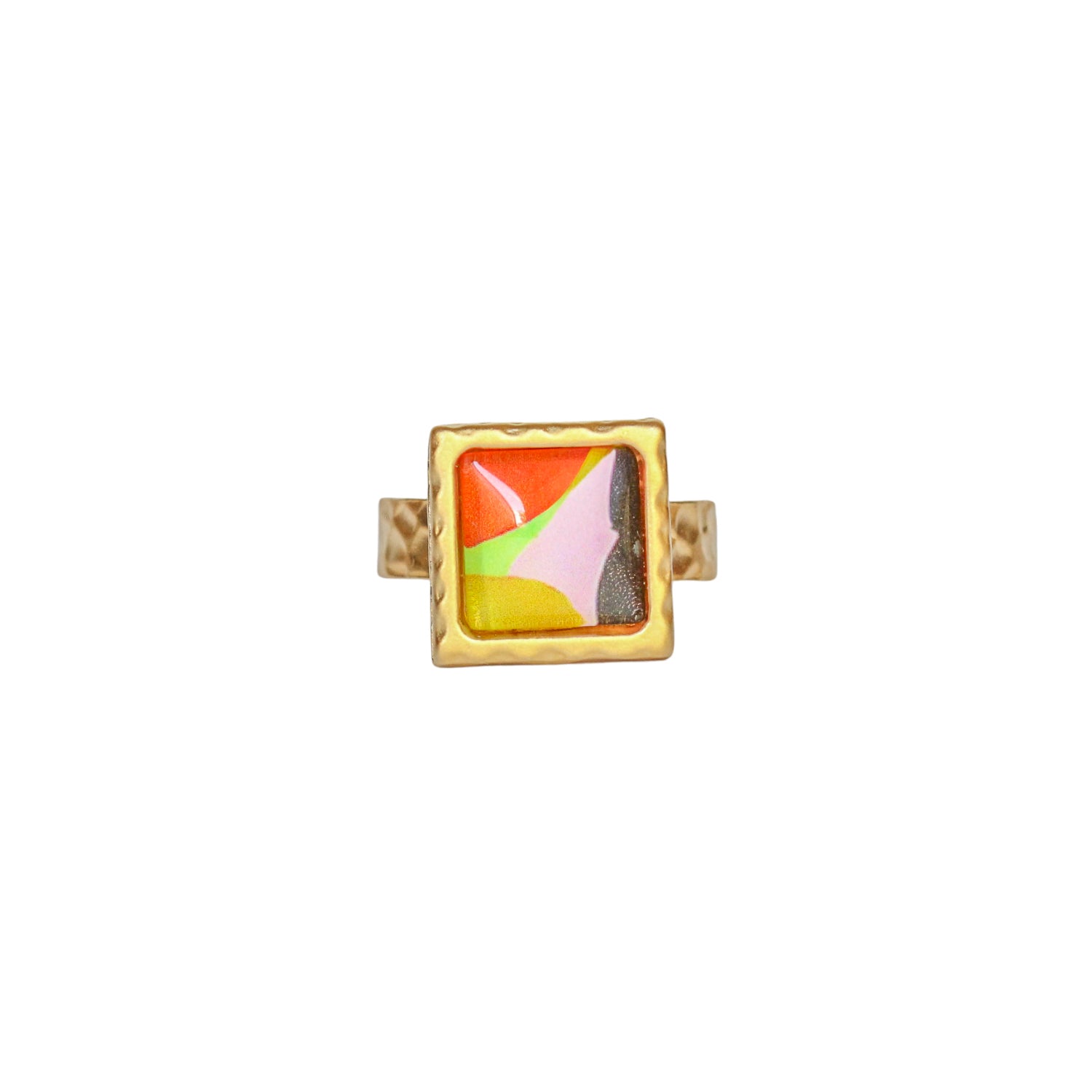 Gold Square Statement Ring