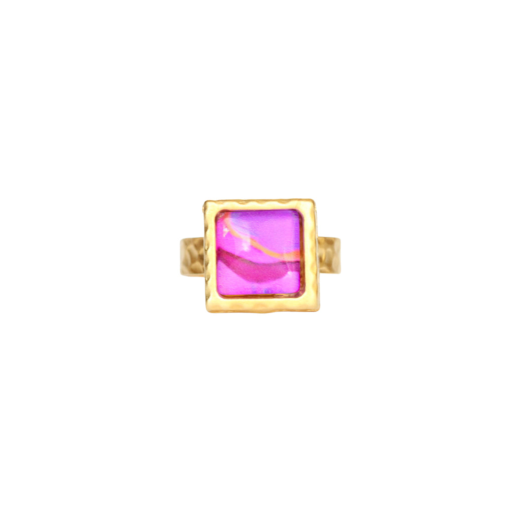 Gold Square Statement Ring