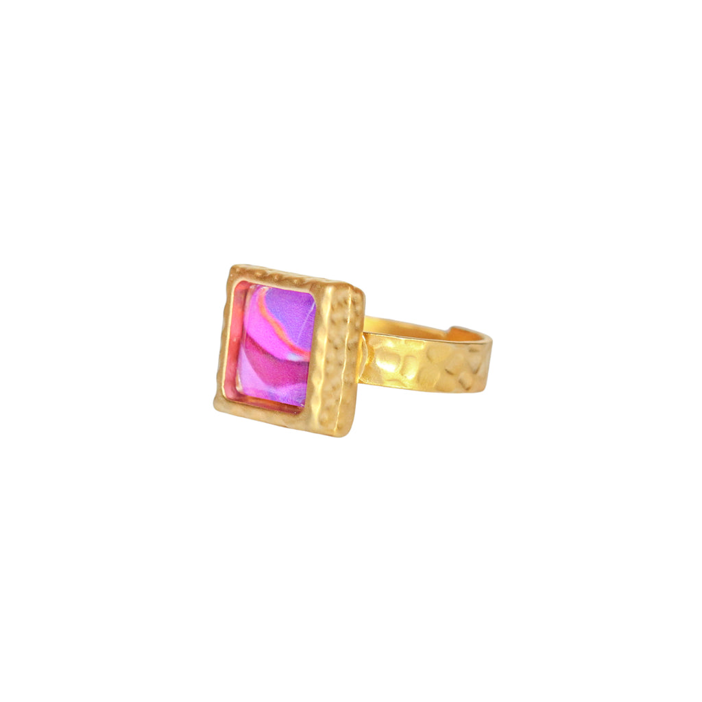 Gold Square Statement Ring