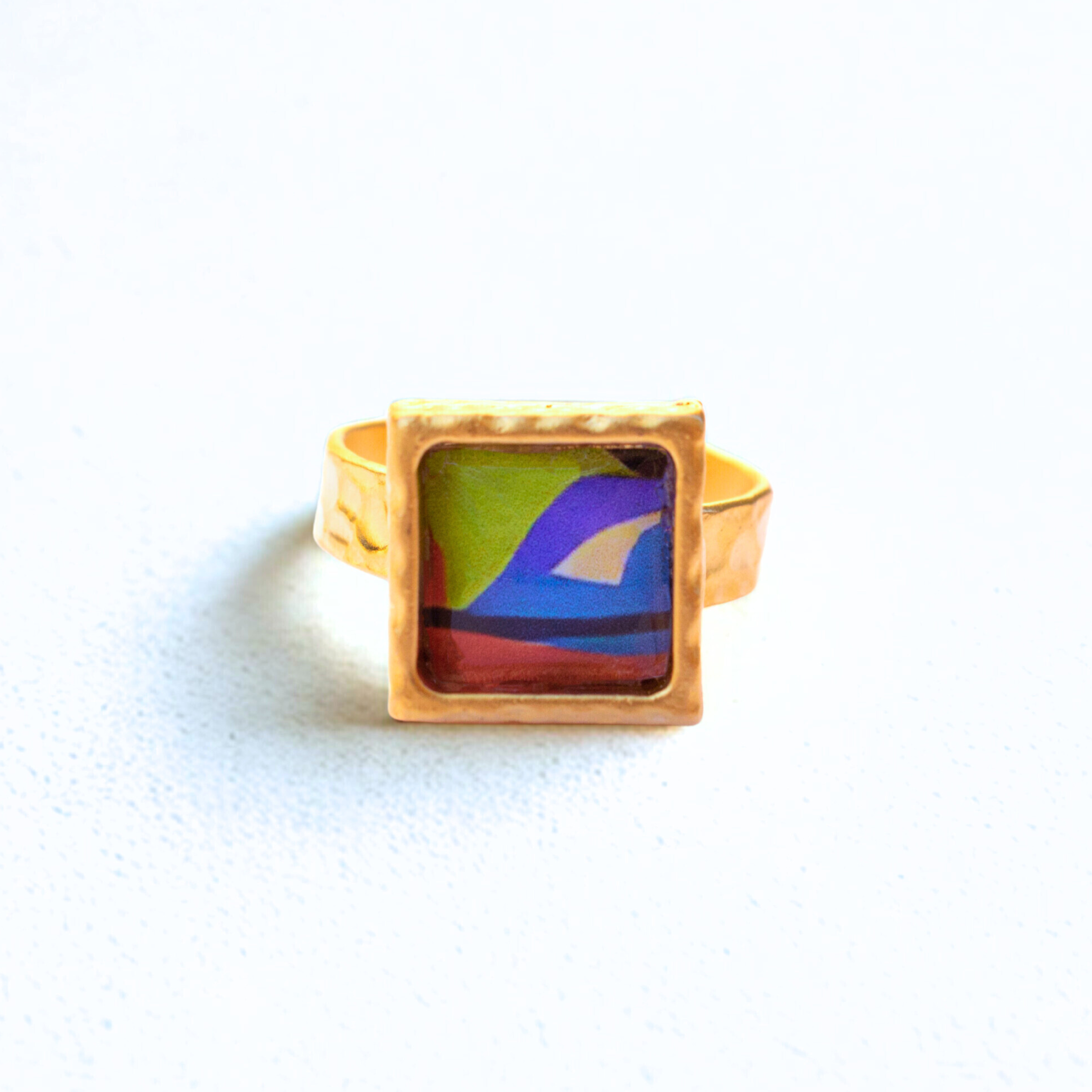 Gold Square Statement Ring