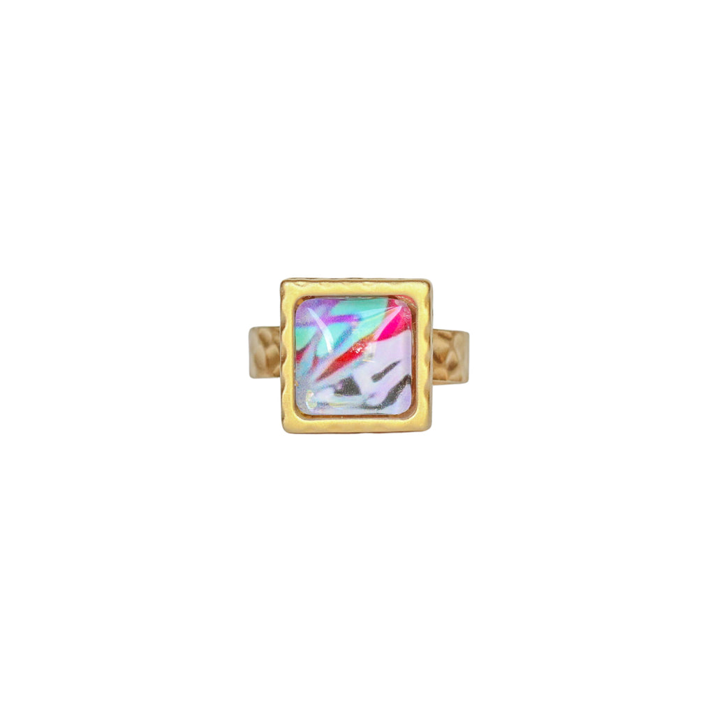 Gold Square Statement Ring