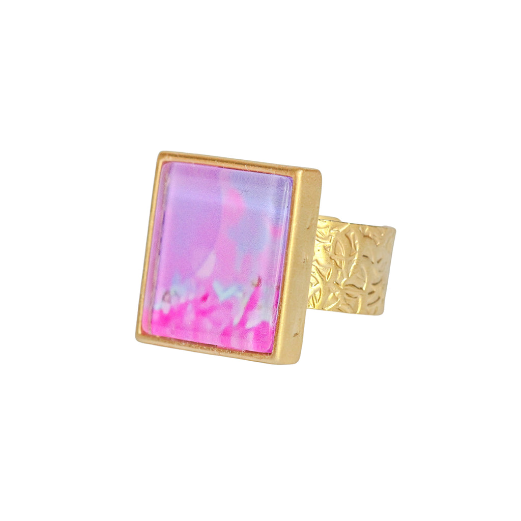 Gold Square Gallery Ring