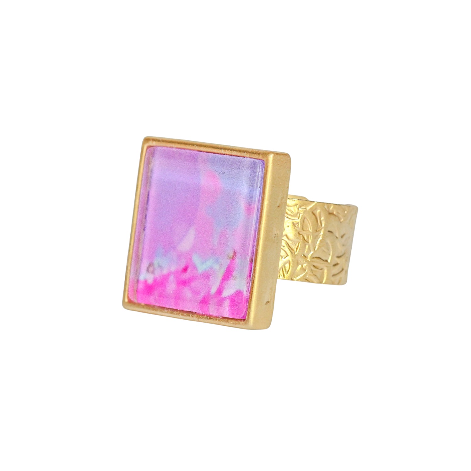Gold Square Gallery Ring
