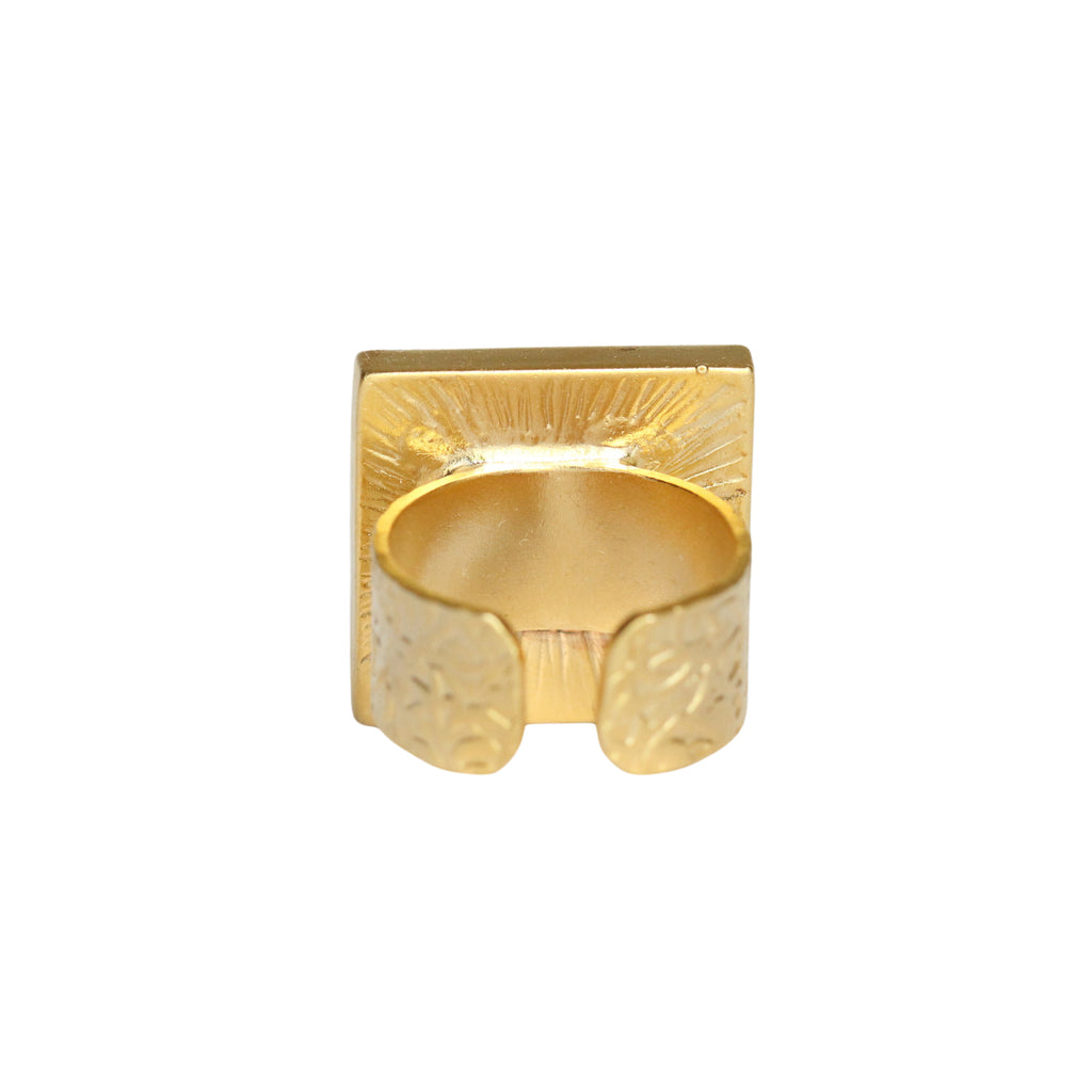 Gold Square Gallery Ring