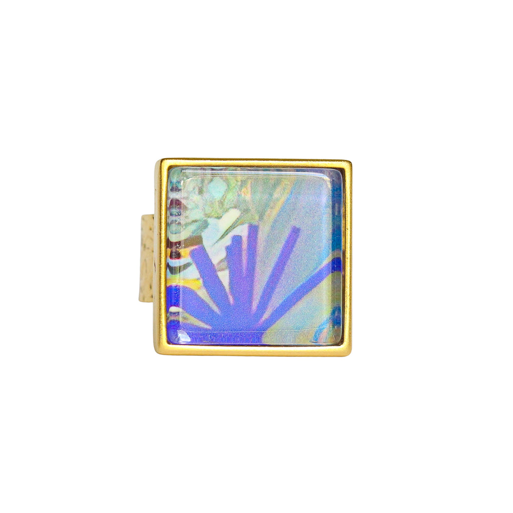 Gold Square Gallery Ring