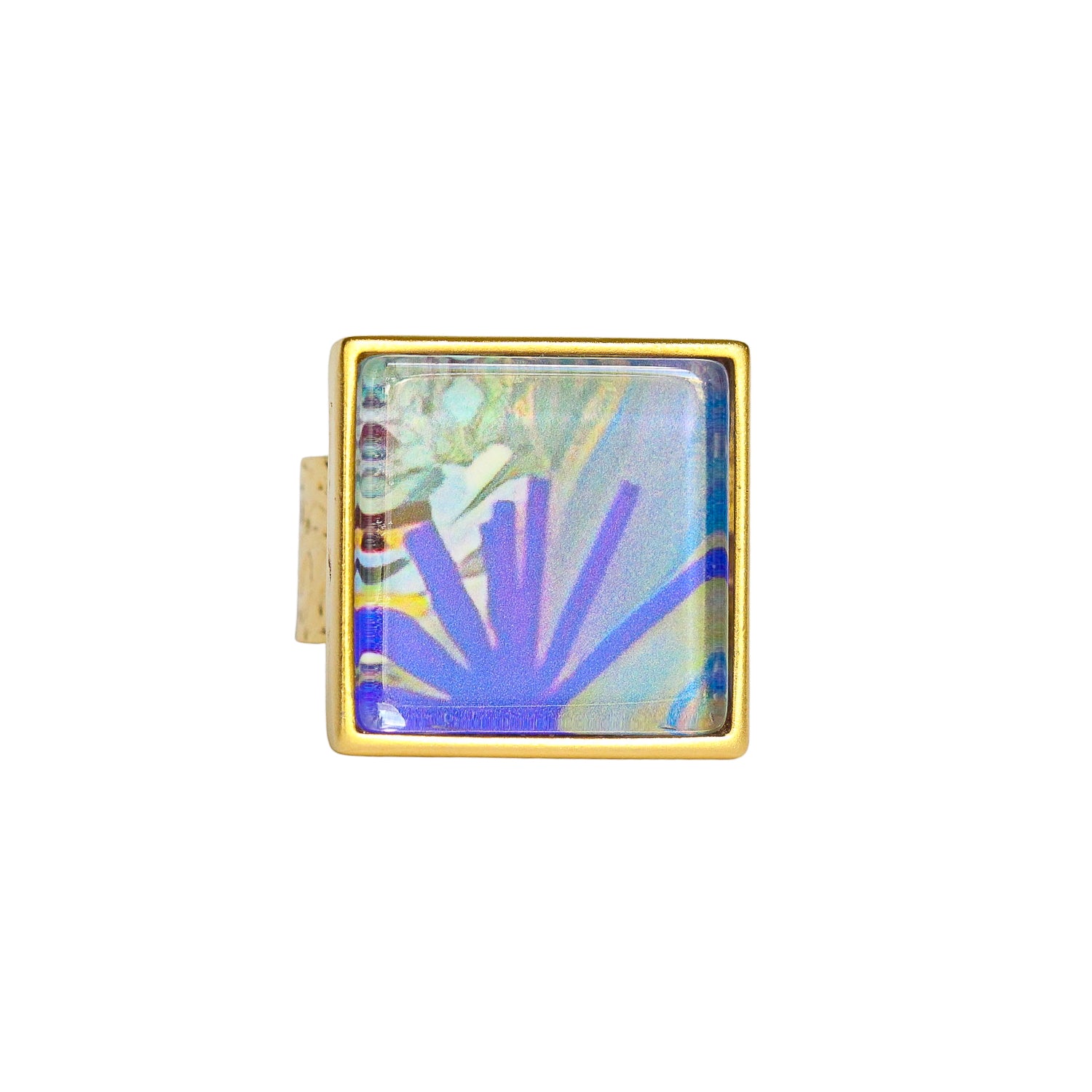 Gold Square Gallery Ring