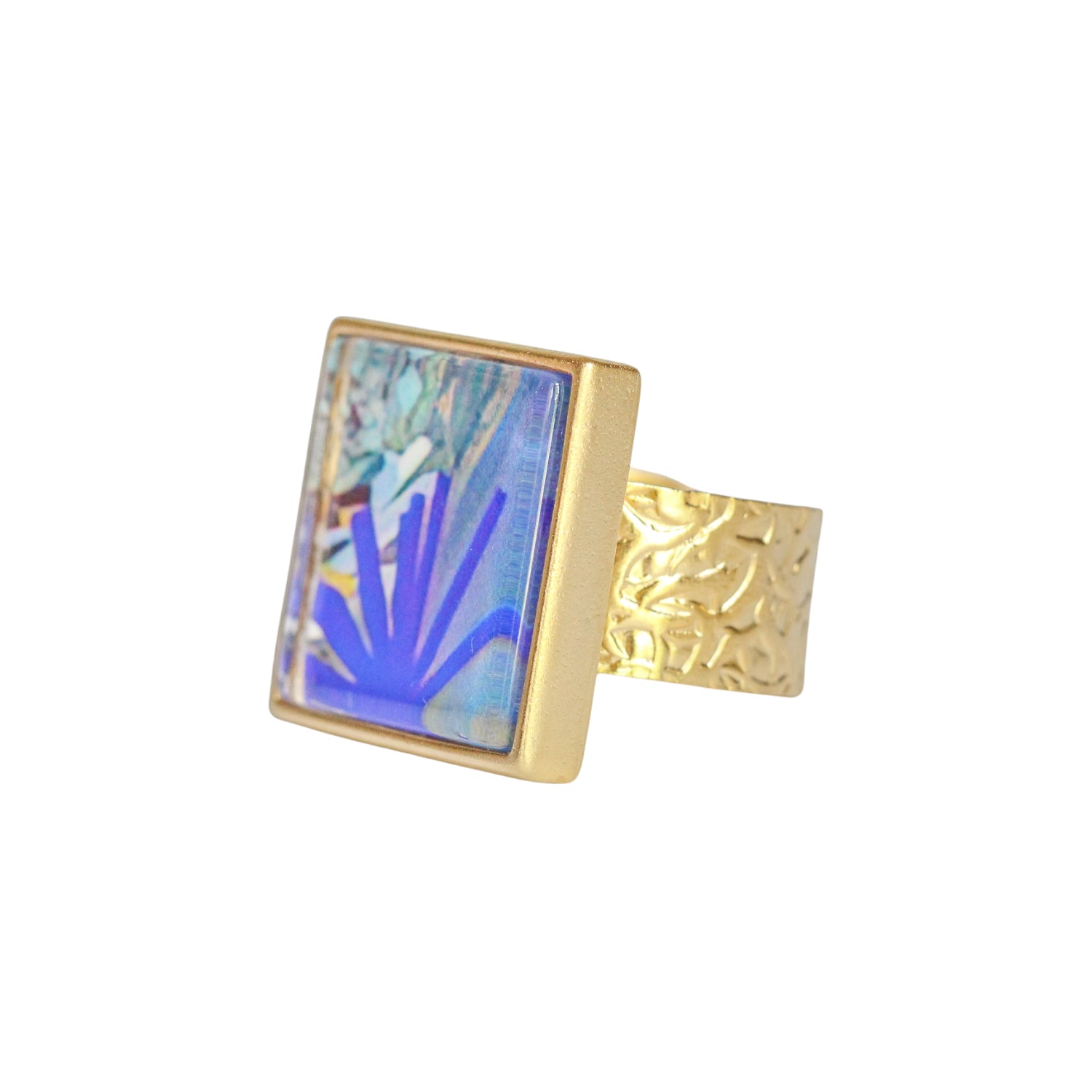 Gold Square Gallery Ring