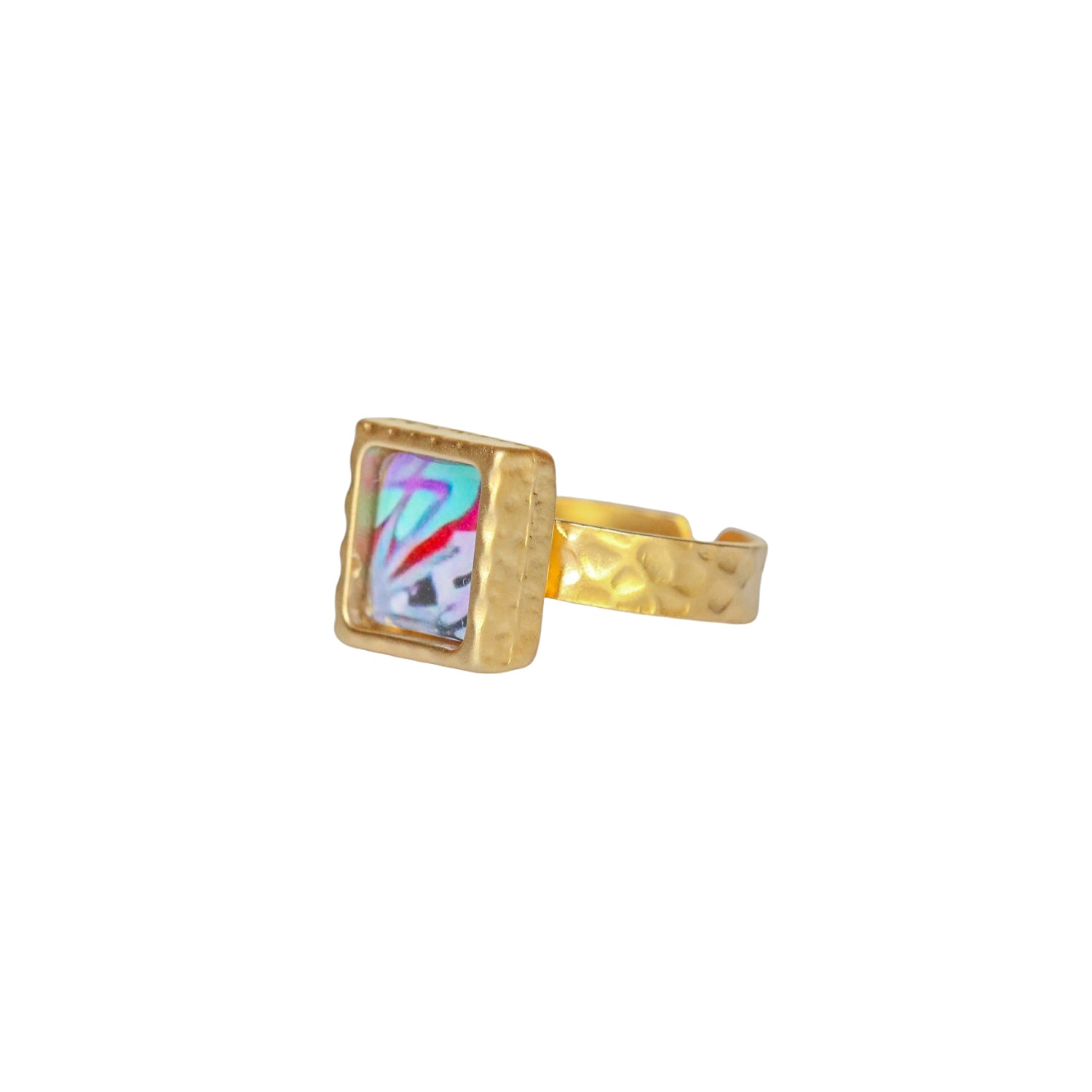 Gold Square Statement Ring