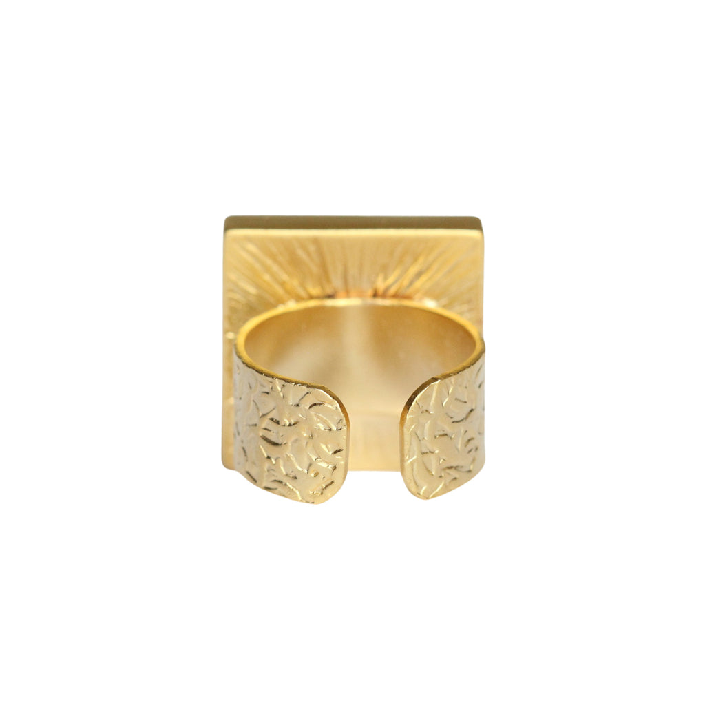 Gold Square Gallery Ring