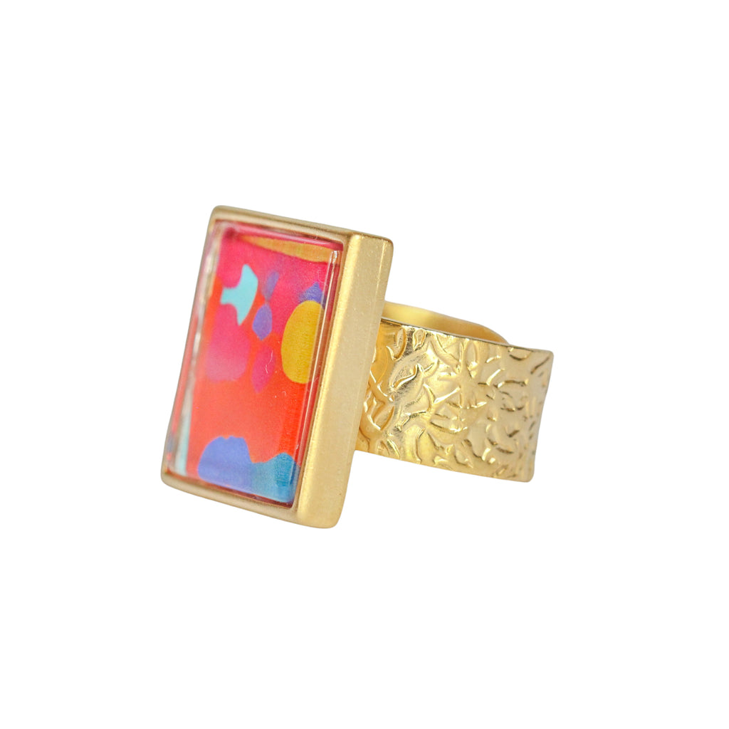 Gold Square Gallery Ring