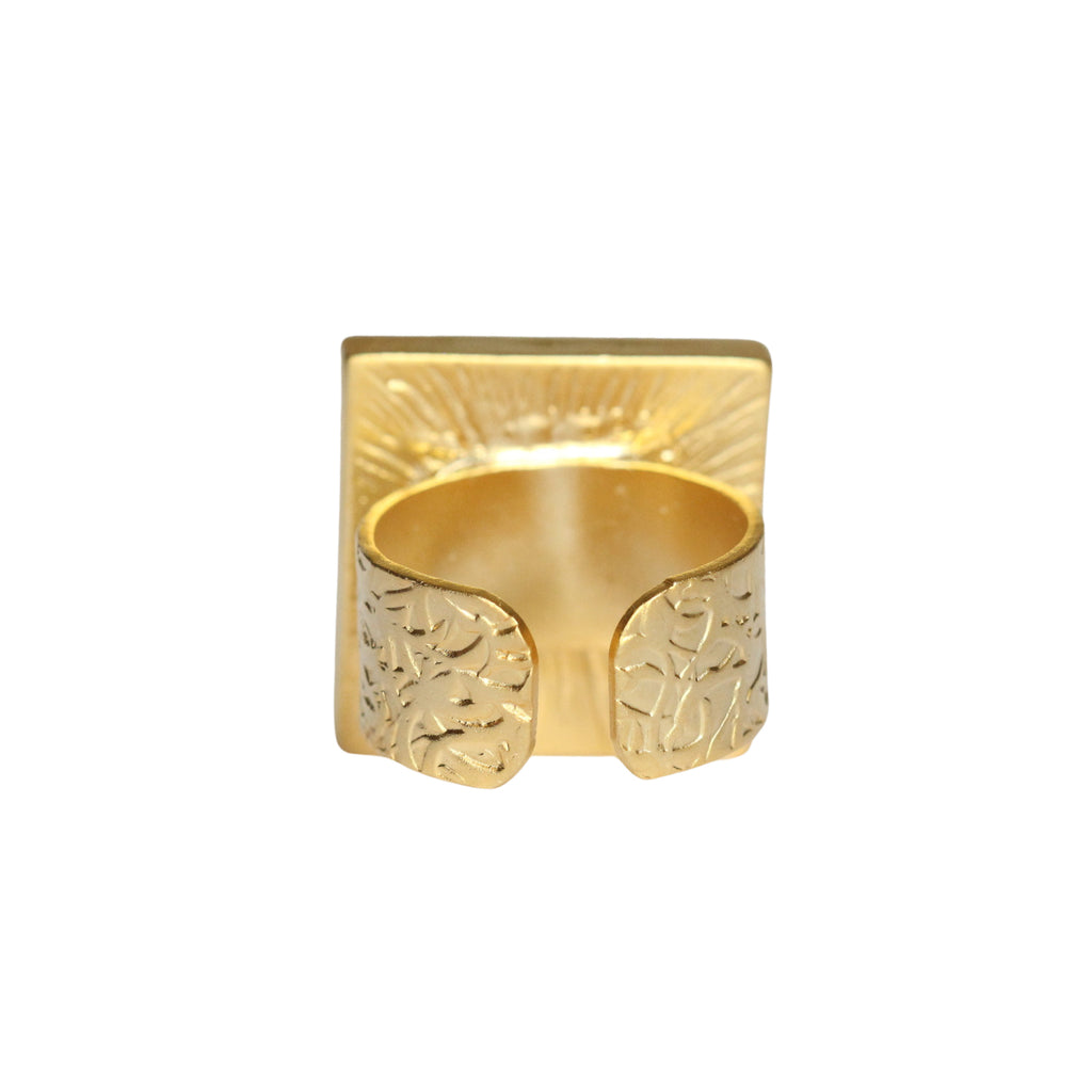 Gold Square Gallery Ring