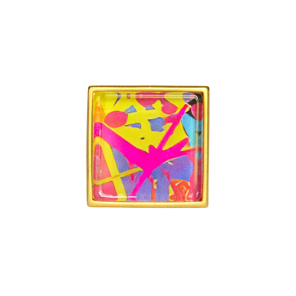 Gold Square Gallery Ring