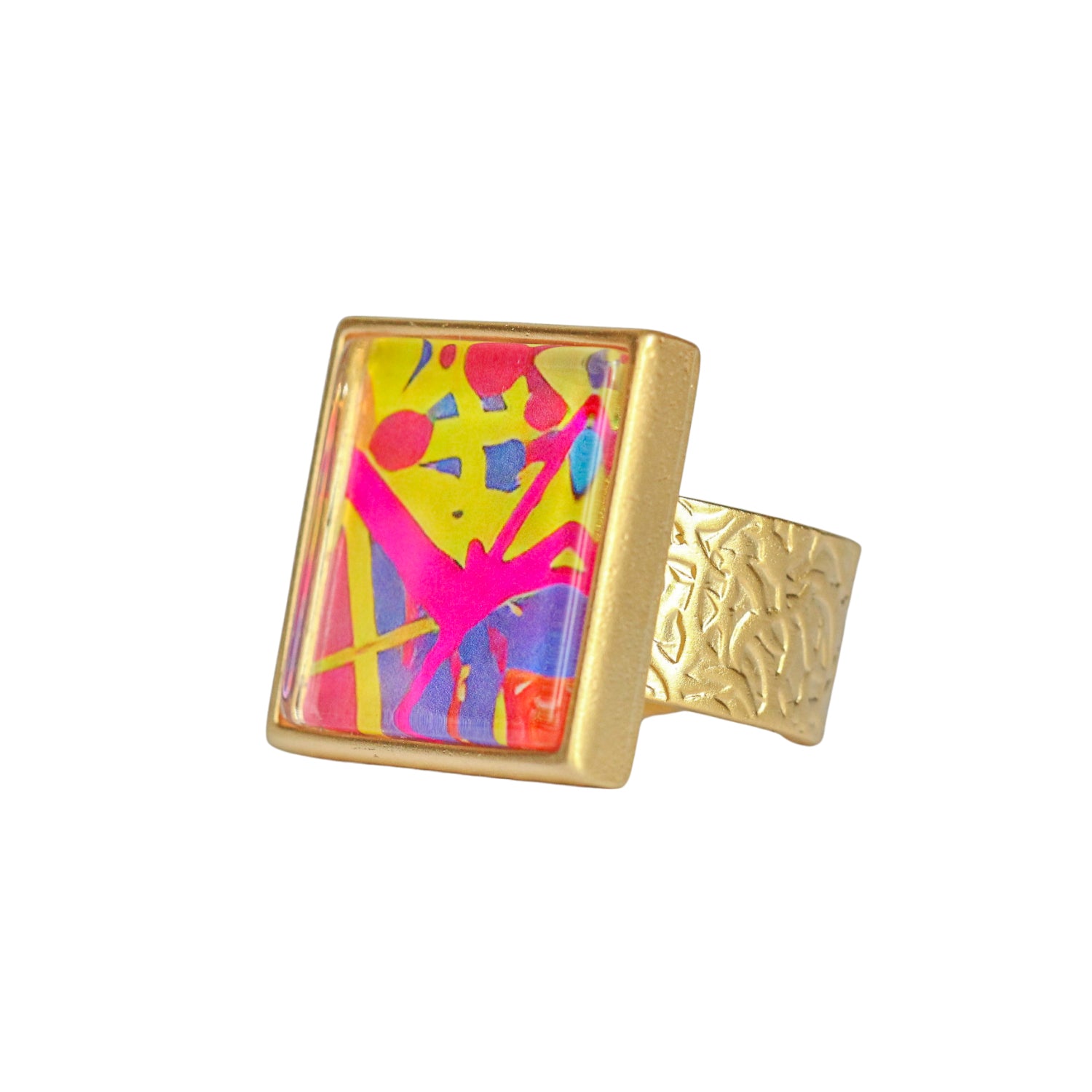 Gold Square Gallery Ring