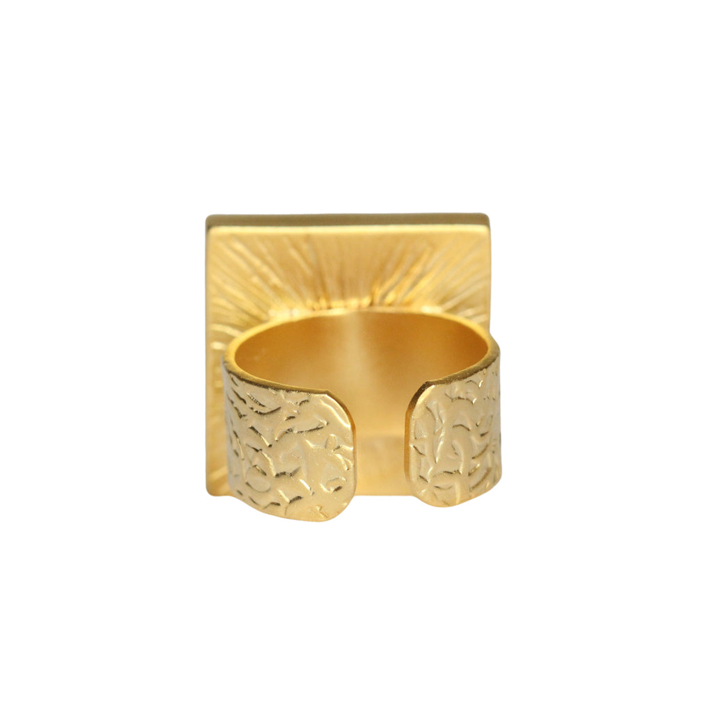 Gold Square Gallery Ring