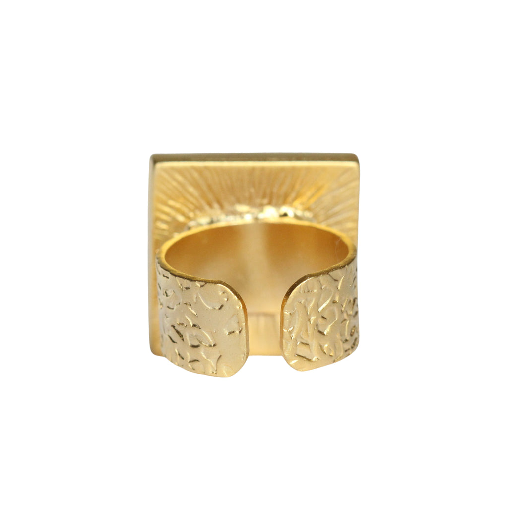 Gold Square Gallery Ring