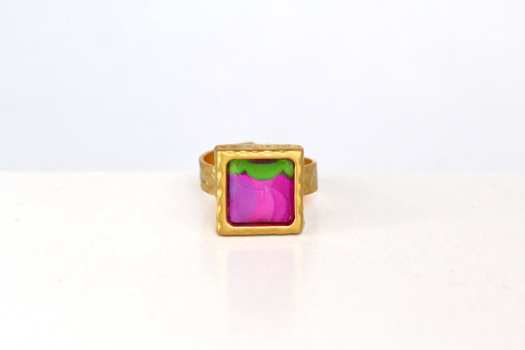 Gold Square Statement Ring