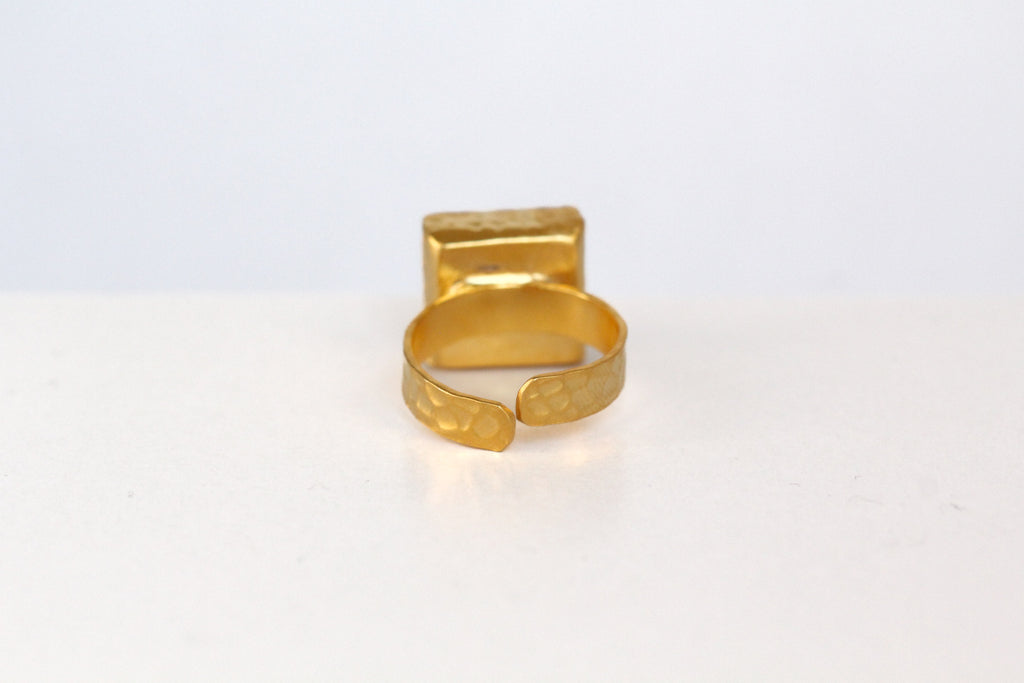 Gold Square Statement Ring