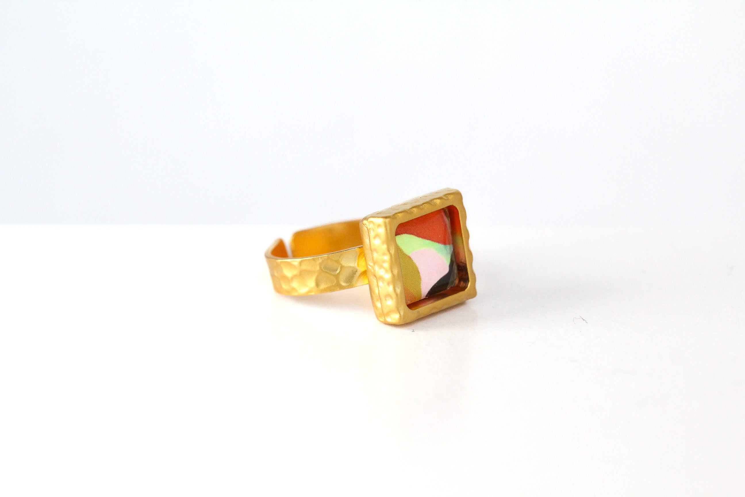 Gold Square Statement Ring