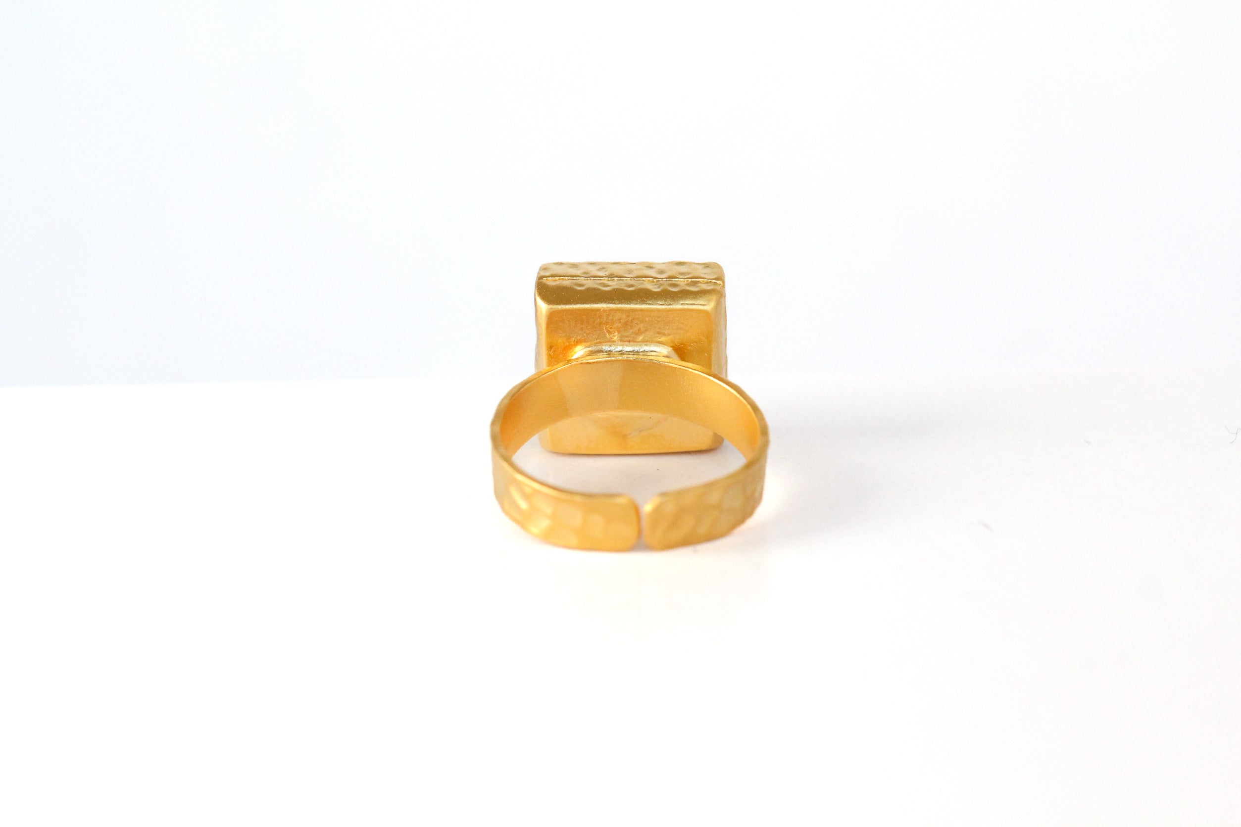 Gold Square Statement Ring