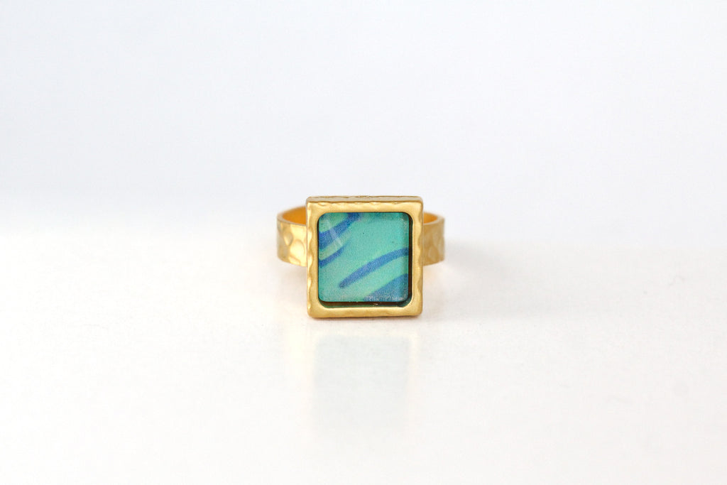 Gold Square Statement Ring