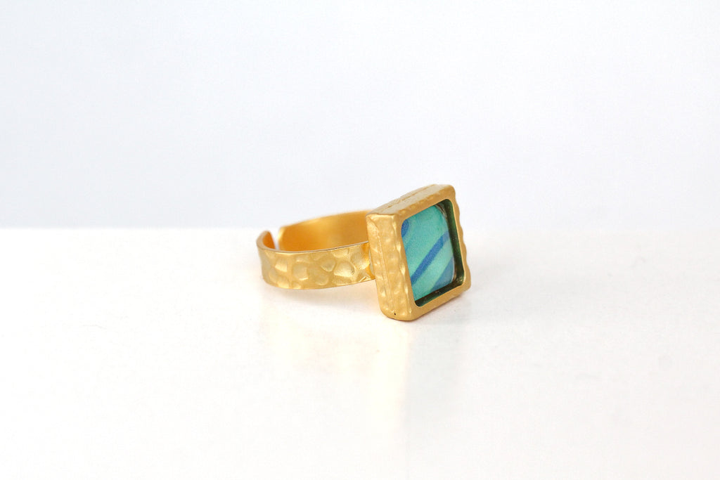 Gold Square Statement Ring