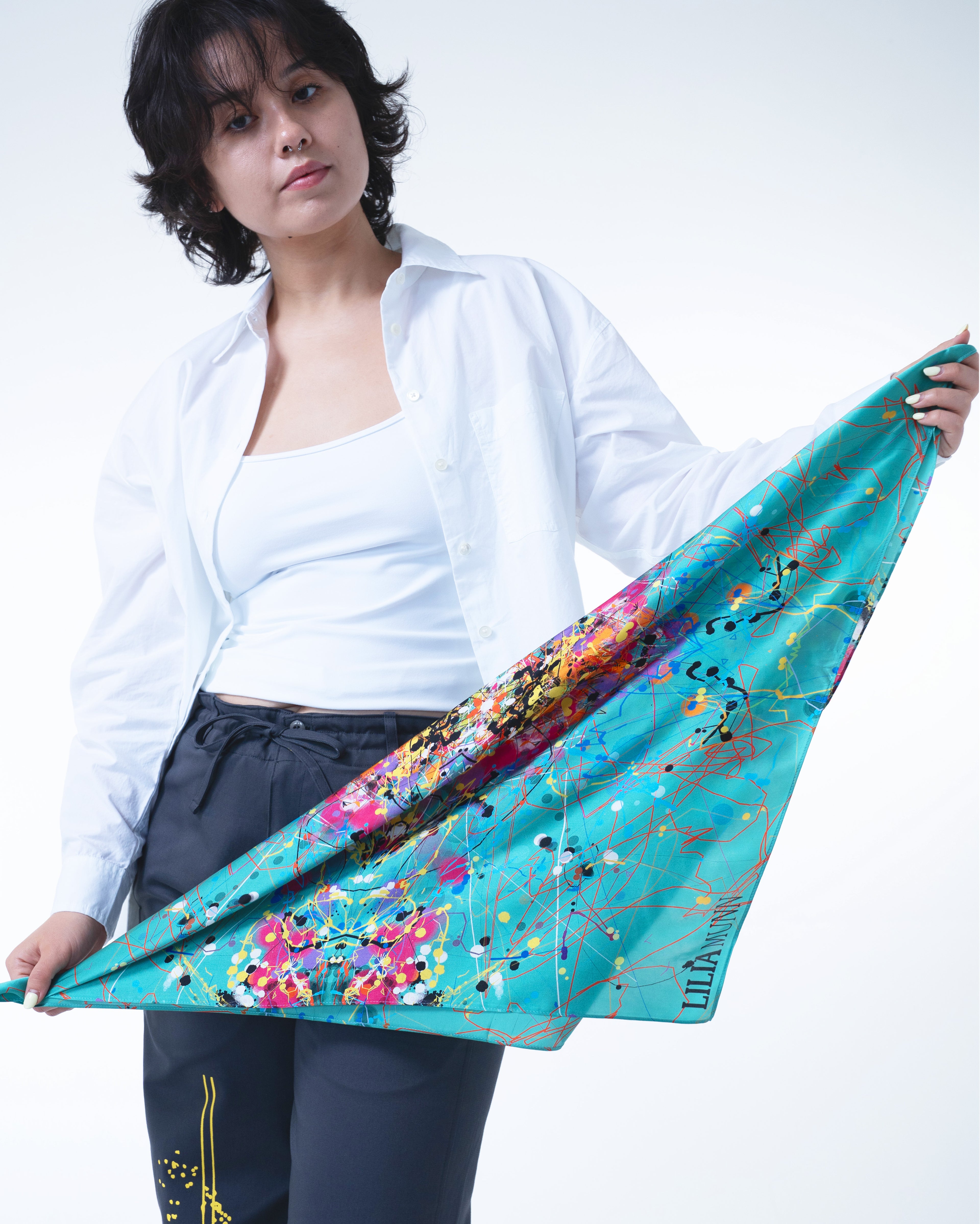 Neural Tempest Silk Scarf 65