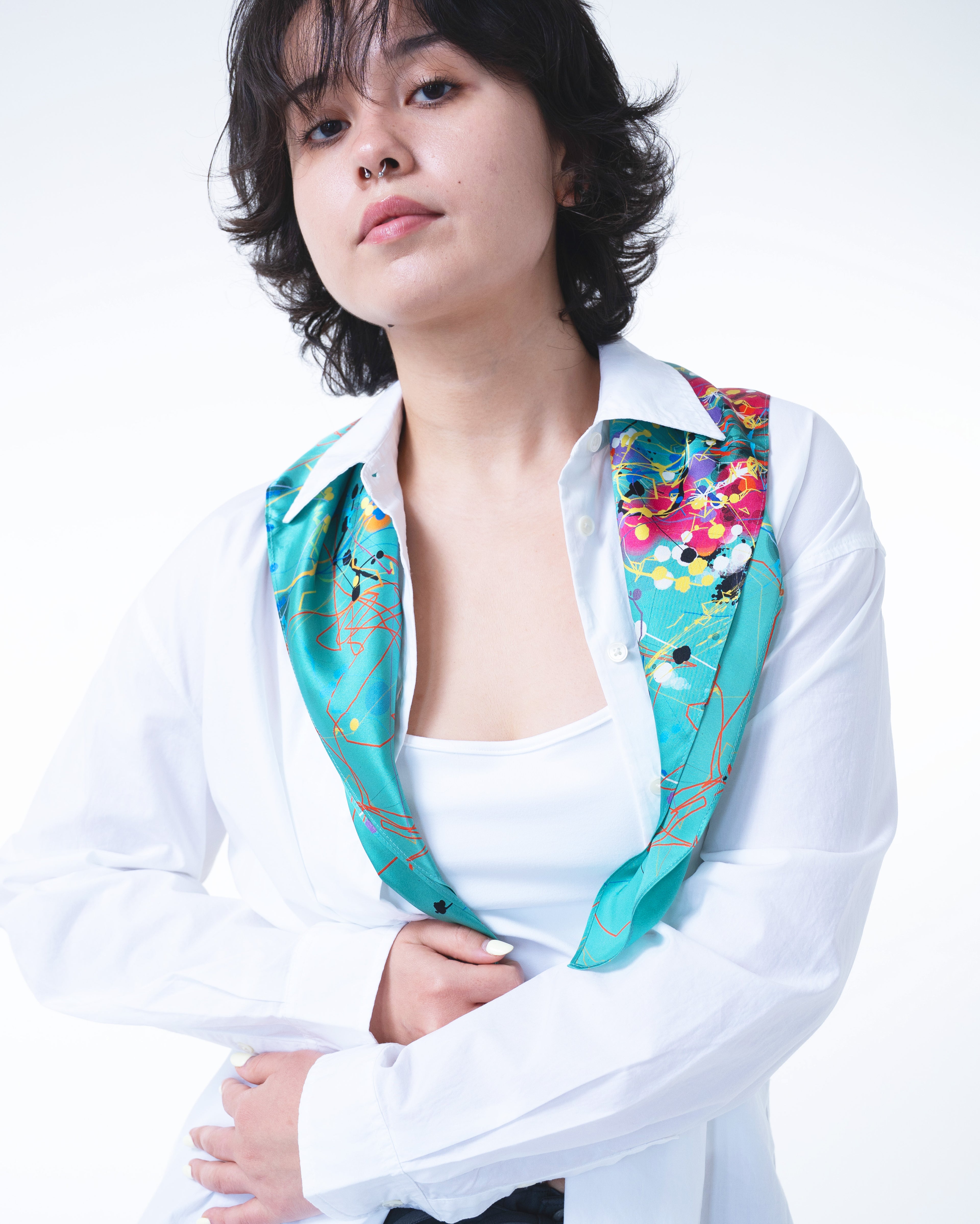 Neural Tempest Silk Scarf 65